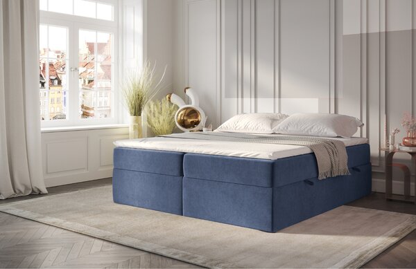 Maison de Rêve Modrá sametová postel boxspring ASH 140 x 200 cm