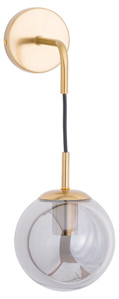 Art-deco stylová nástěnná lampa Globe s kouřovým motivem zlaté barvy z kovu 60cm