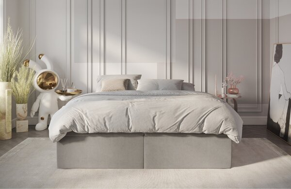 Maison de Rêve Béžová sametová postel boxspring ASH 140 x 200 cm
