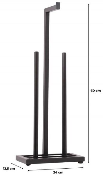 Erga Pap2, zásobník na toaletní papír na postavení 60cm (8 rolí), černá matná, ERG-YKA-P.PAP2-BLK