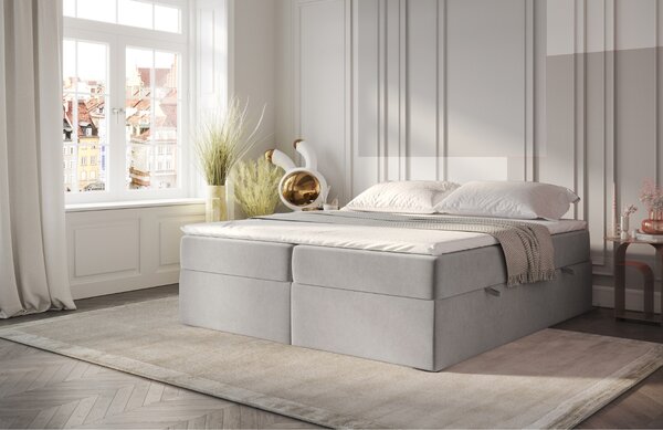 Maison de Rêve Béžová sametová postel boxspring ASH 140 x 200 cm
