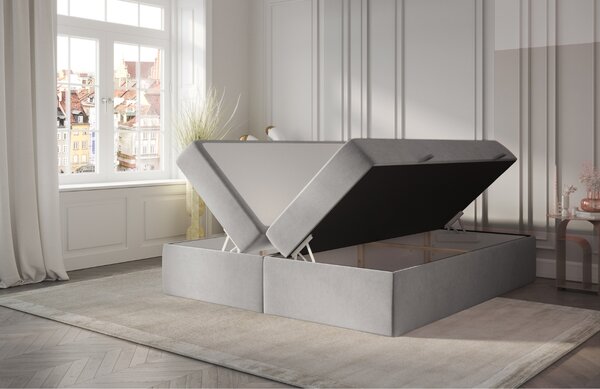 Maison de Rêve Béžová sametová postel boxspring ASH 140 x 200 cm
