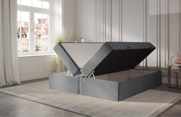 Maison de Rêve Šedá sametová postel boxspring ASH 140 x 200 cm