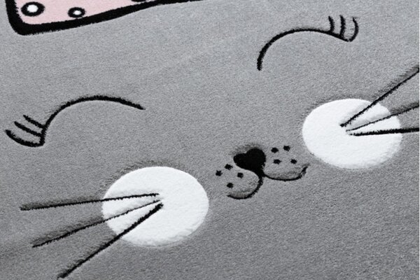 Koberec PETIT CAT KOČKA KORUNA šedý
