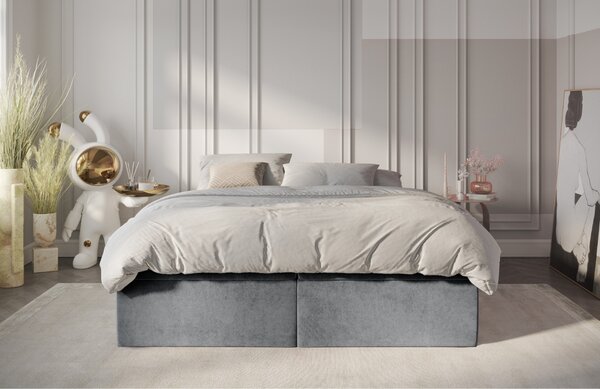 Maison de Rêve Šedá sametová postel boxspring ASH 140 x 200 cm
