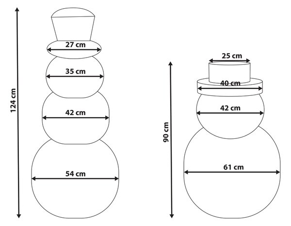 Sada 2 vánočních dekorací KLARALVEN Sněhulák 90/124 cm Béžová