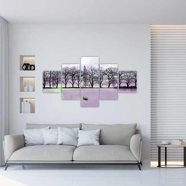 Obraz - Pramice na jezeře (125x70 cm)