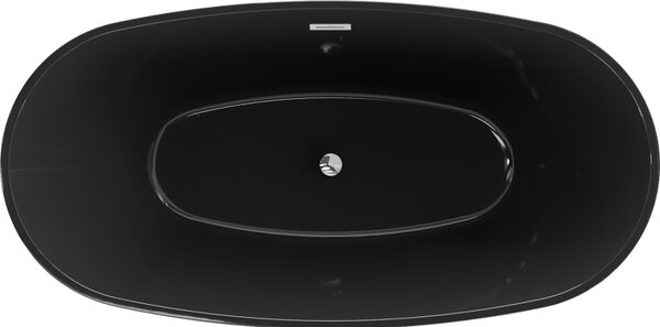 Mexen Eris, volně stojící vana 170 x 80 cm, černá, chromový přepad, 53441708070-01