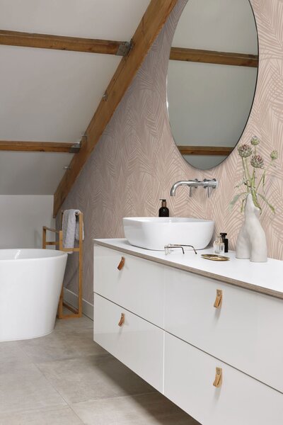 Vliesová tapeta na zeď, palmové listy, růžová, 139432, Bloom, Esta Home