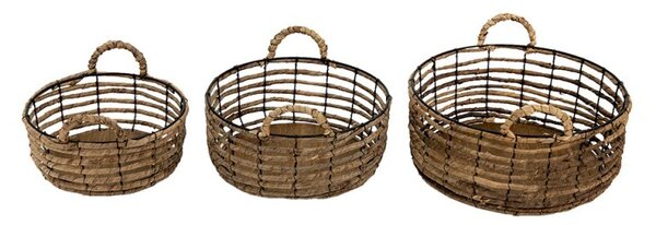 Drátěné obmotané úložné koše s uchy Parien - Ø 39*15 / Ø 34*13 / Ø 29*11 cm - Clayre & Eef