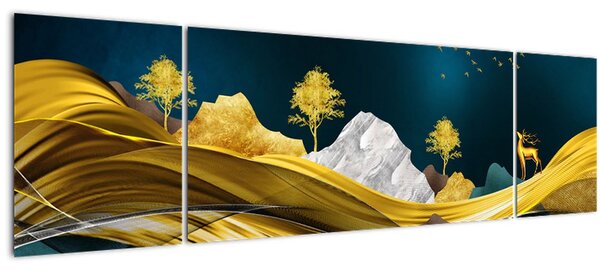 Obraz - Jelen v krajině (170x50 cm)
