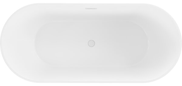 Mexen Flavia, volně stojící vana 150 x 75 cm, bílá-černá, bílý přepad, 54031507575-20