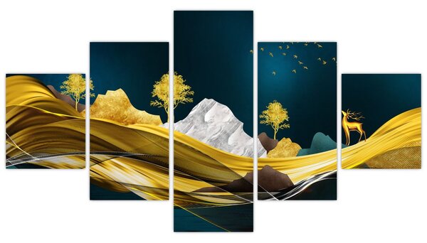 Obraz - Jelen v krajině (125x70 cm)