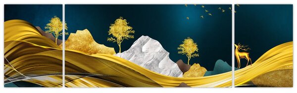 Obraz - Jelen v krajině (170x50 cm)