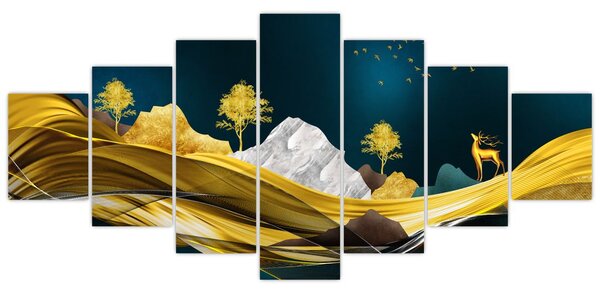 Obraz - Jelen v krajině (210x100 cm)