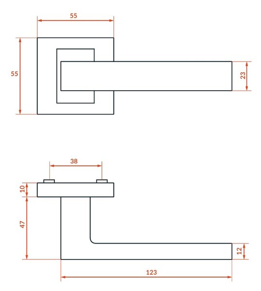 Kuchinox Qubik, klika na dveře, bílá, LAV-KG2_600A