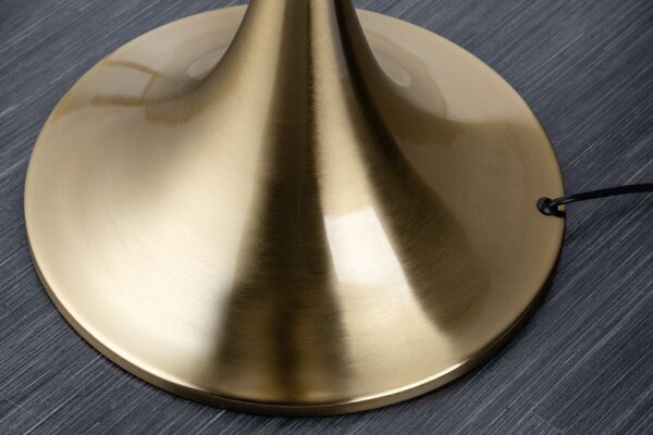 Moderní designová stojací lampa Lucie ve zlatém provedení z kovu s černým stínítkem 160cm