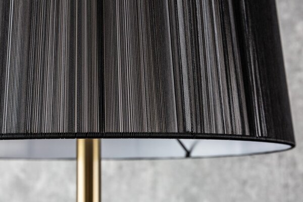 Moderní designová stojací lampa Lucie ve zlatém provedení z kovu s černým stínítkem 160cm