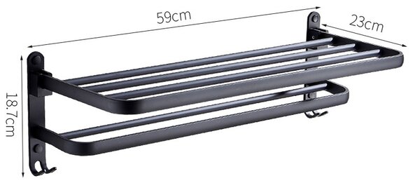 Gamma Gamma, věšák na ručníky 59cm, černá matná, GMA-UWS-BK