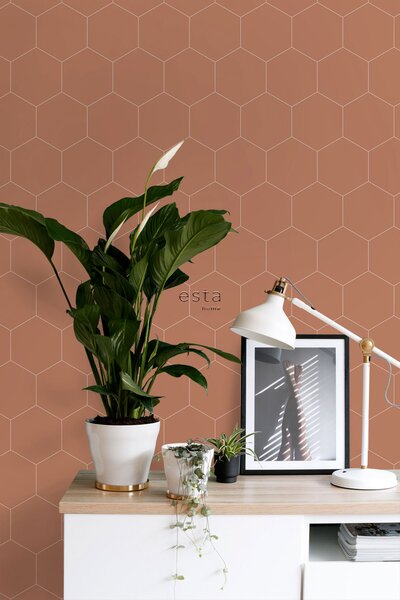 Geometrická vliesová tapeta na zeď, hnědá, 139376 Bloom, Esta Home
