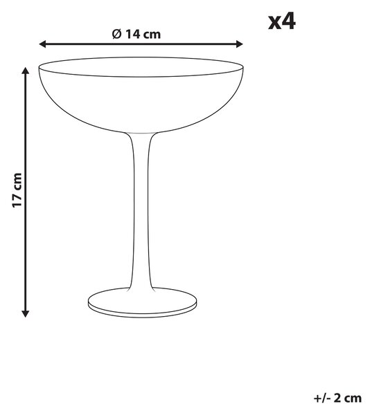 Sada 4 sklenic na martini DIOPSIDE 250 ml Růžová