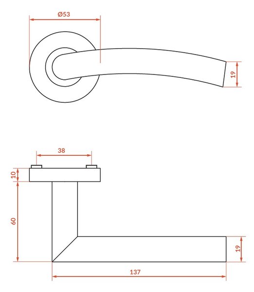 Kuchinox Faro, klika na dveře, broušená ocel, LAV-KGF_200A