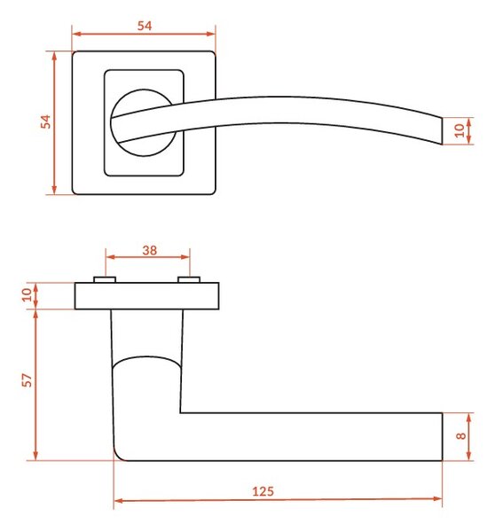Kuchinox Madera, klika na dveře, platinová, LAV-KGD_400A
