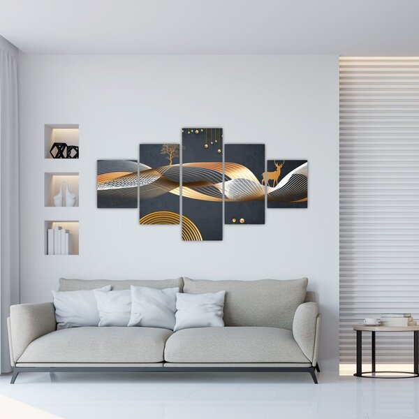 Obraz - Grafika s jelenem (125x70 cm)