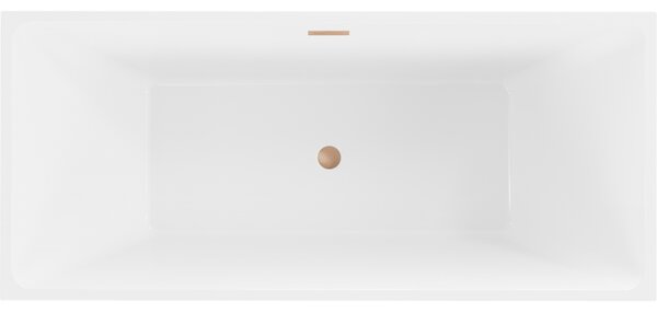 Mexen Lita, volně stojící vana 170 x 75 cm, bílá-černá, měděný přepad, 52121707575-65