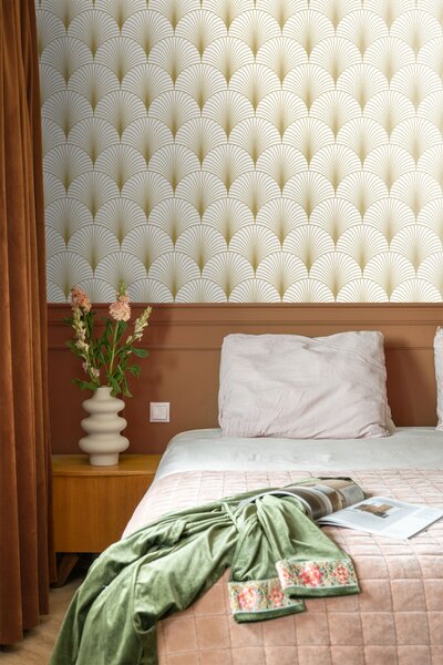 Vliesová tapeta na zeď, Art deco, bílo-zlatá, 139456, Bloom, Esta Home