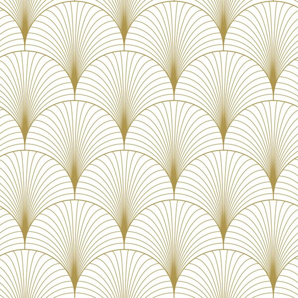 Vliesová tapeta na zeď, Art deco, bílo-zlatá, 139456, Bloom, Esta Home