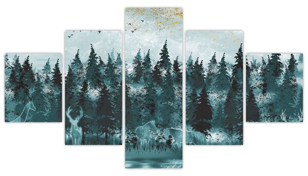 Obraz - Zvířata v lese (125x70 cm)