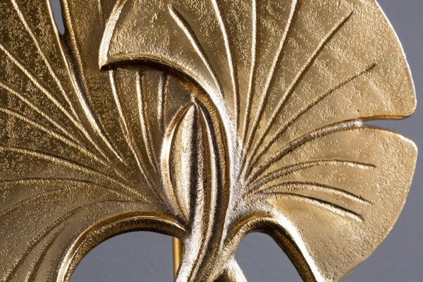 Art deco stolní lampa Miserei se zlatou konstrukcí ve tvaru listů ginka a černým kulatým stínítkem 62cm