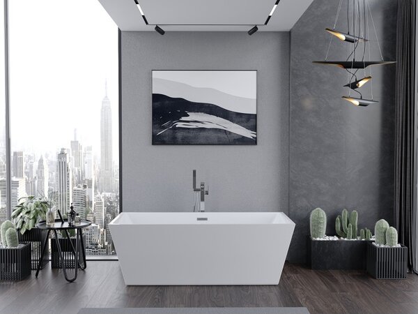 Mexen Lita, volně stojící vana 170 x 75 cm, bílá, chromový přepad, 52121707500-01