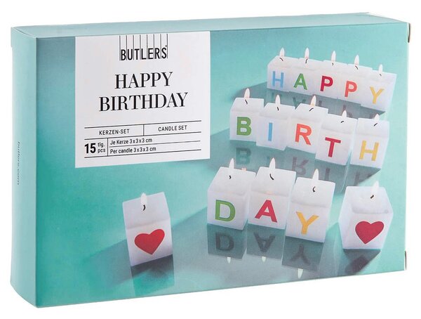 LOVE LETTERS Svíčka Happy Birthday 15 dílů