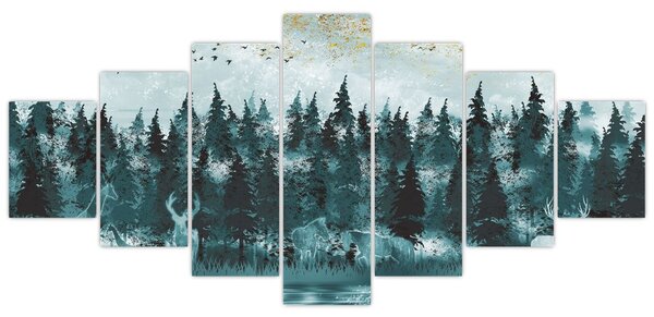 Obraz - Zvířata v lese (210x100 cm)