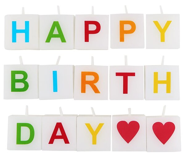 LOVE LETTERS Svíčka Happy Birthday 15 dílů