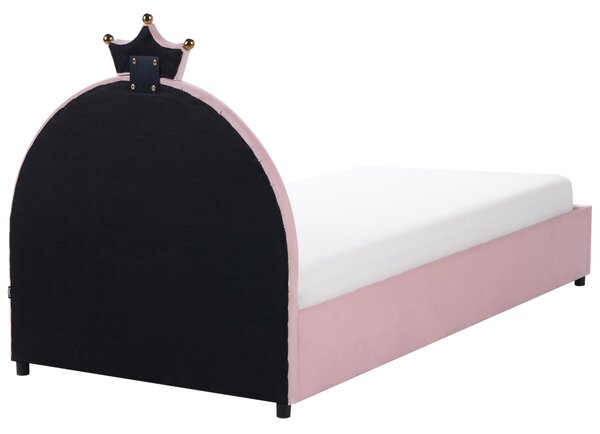 Dětská postel s úložným prostorem GRISETOT Umělý samet Růžová 90 x 200 cm
