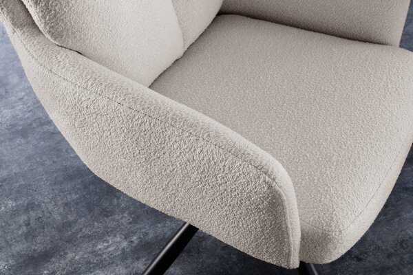Designová moderní otočná židle Dover s béžovým čalouněním a černýma nohama 93cm