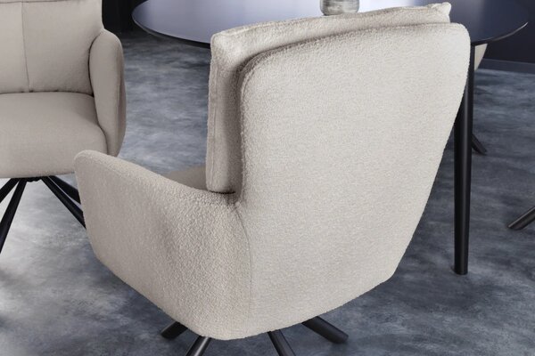 Designová moderní otočná židle Dover s béžovým čalouněním a černýma nohama 93cm