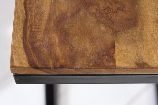 Designový moderní příruční stolek Dahle z masivu sheesham s černou kovovou podstavou 60cm