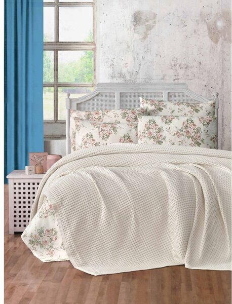 Krémový bavlněný přehoz 220x240 cm Waffle – Mila Home