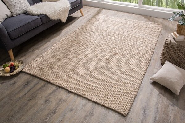Moderní koberec Wool z měkkých vlněných vláken v béžovém odstínu 240cm
