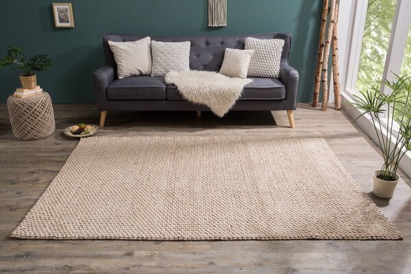 Moderní koberec Wool z měkkých vlněných vláken v béžovém odstínu 240cm
