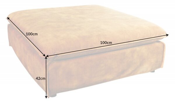 Stylový moderní taburet Heaven se žlutým potahem ze sametu čtvercového tvaru 100cm