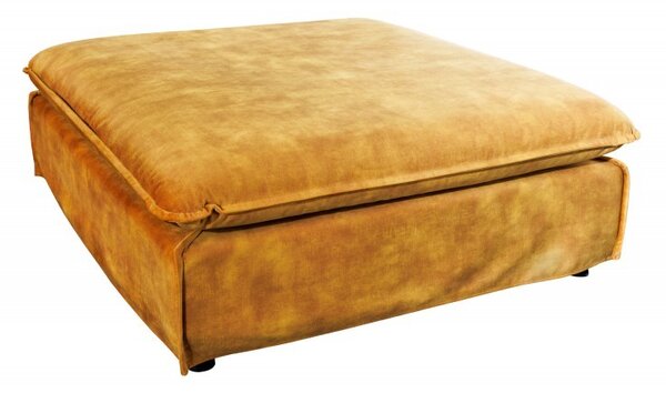 Stylový moderní taburet Heaven se žlutým potahem ze sametu čtvercového tvaru 100cm