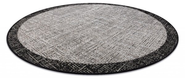 Koberec SIZAL FLOORLUX kruh 20401 Ramka stříbrný / černý