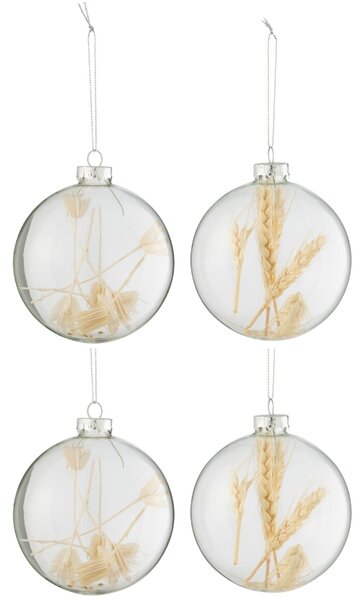 Set čtyř skleněných vánočních ozdob J-line Flea 10 cm