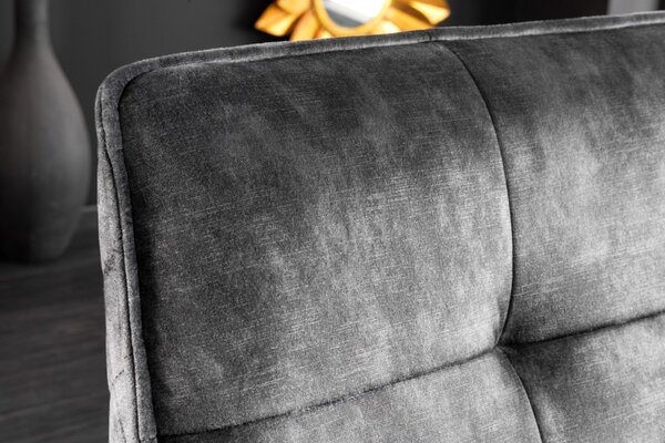 Designová lavice Dunelon s tmavě šedým sametovým potahem a černýma nohama z kovu 160cm