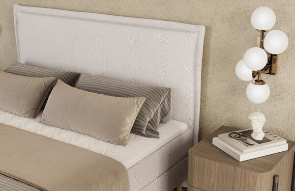 Maison de Rêve Světle béžová čalouněná postel boxspring CALMA 140 x 200 cm